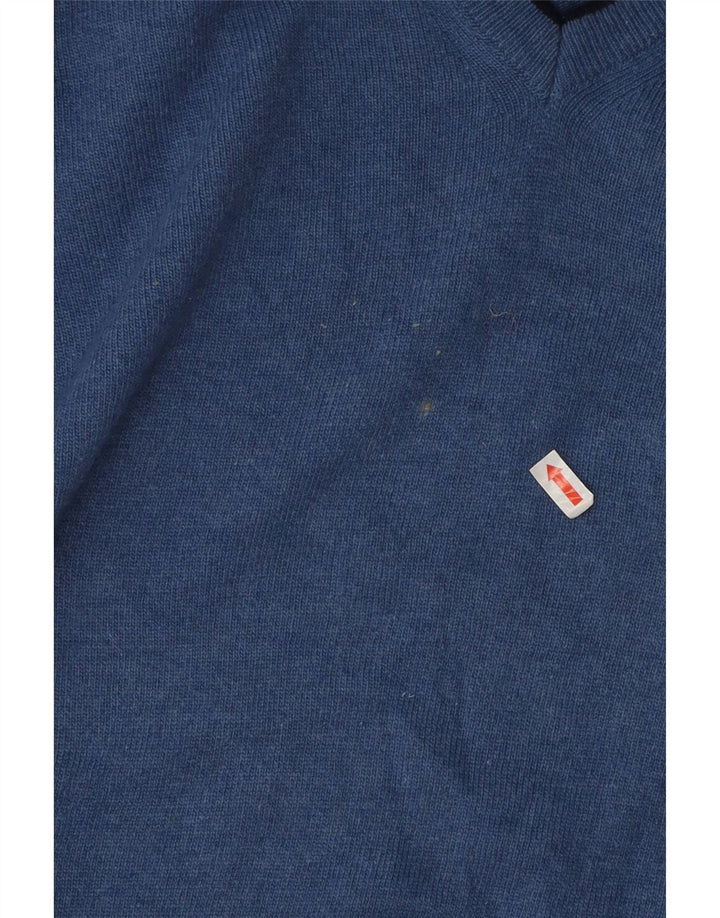 North Sails Mens V-Neck Jumper Sweater Large Blue Polyamide