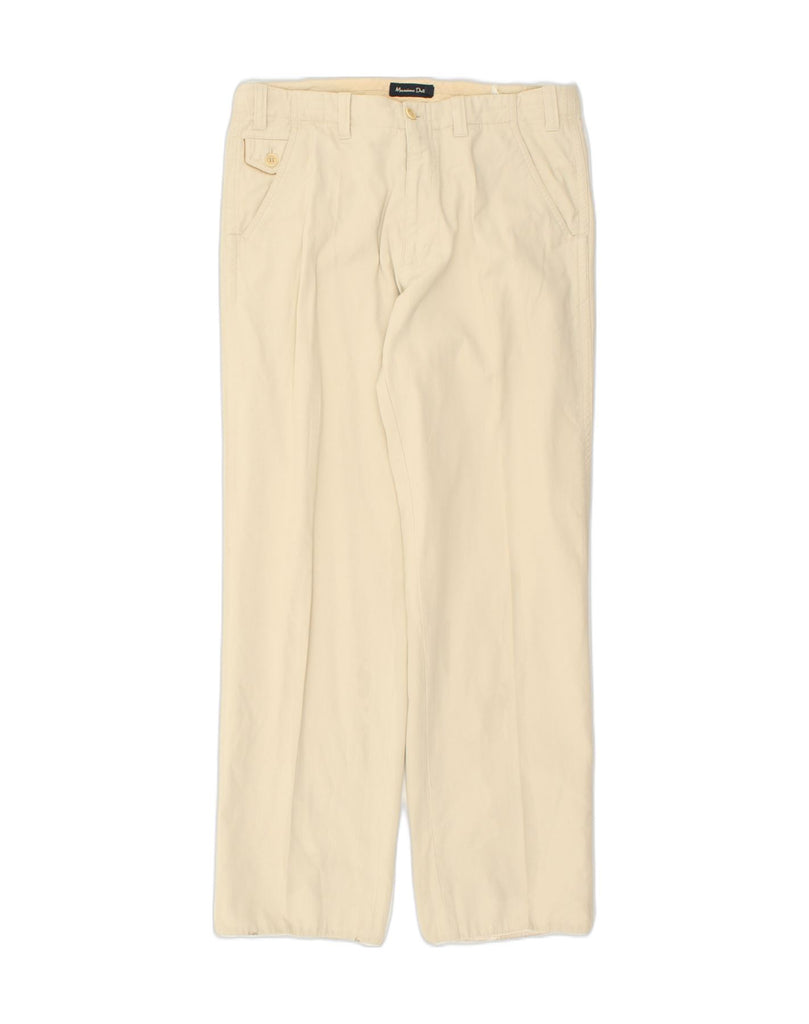 MASSIMO DUTTI Mens Straight Casual Trousers W 32 L29 Beige Cotton | Vintage Massimo Dutti | Thrift | Second-Hand Massimo Dutti | Used Clothing | Messina Hembry 