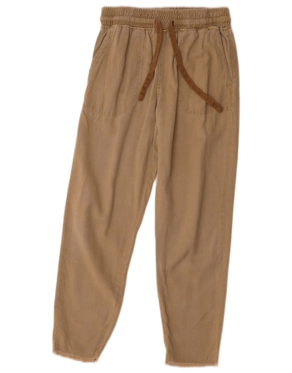 Zara Womens Slim Cropped Trousers XS W24 L25 Beige Lyocell