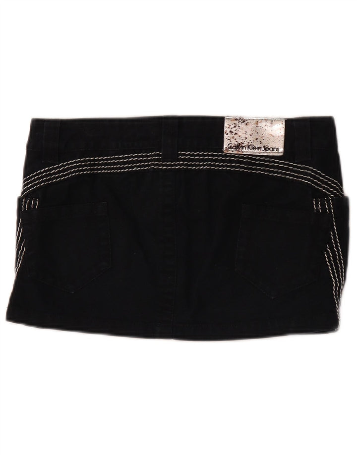 Calvin Klein Womens Mini Denim Skirt W26 Small Black Cotton
