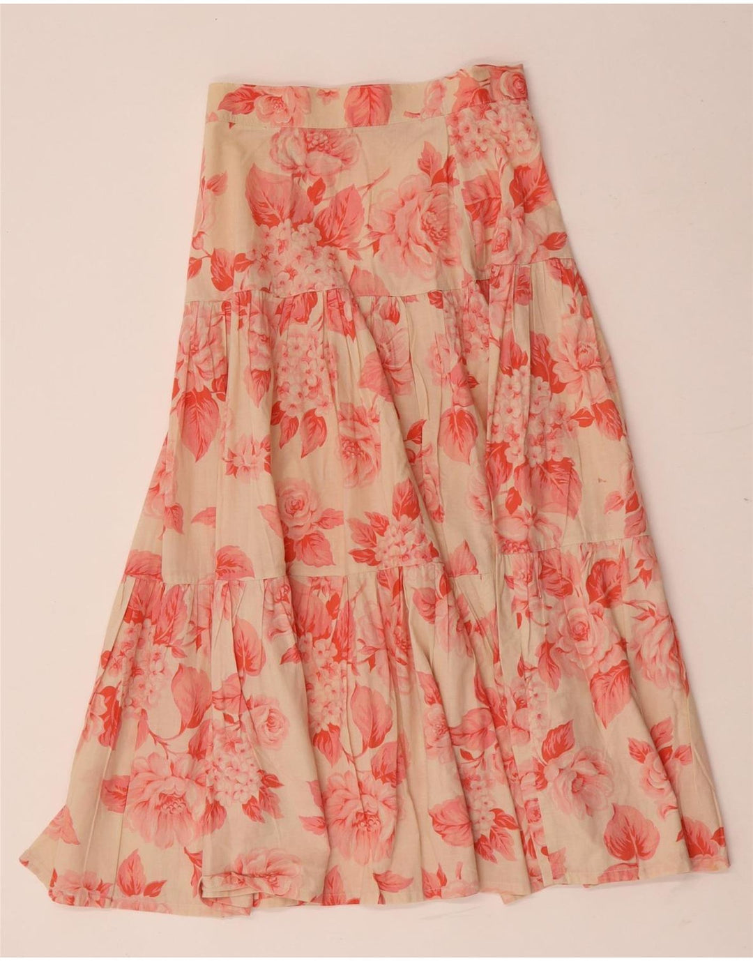 Vintage Womens Maxi Flared Skirt W26 Small Red Floral