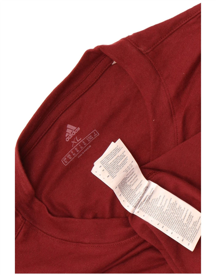 Adidas Mens T-Shirt Top XL Maroon Cotton