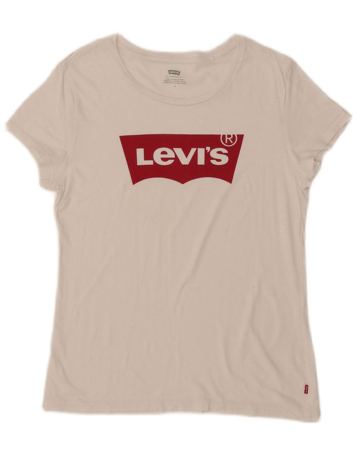 LEVI'S Womens Graphic T-Shirt Top UK 12 Medium White