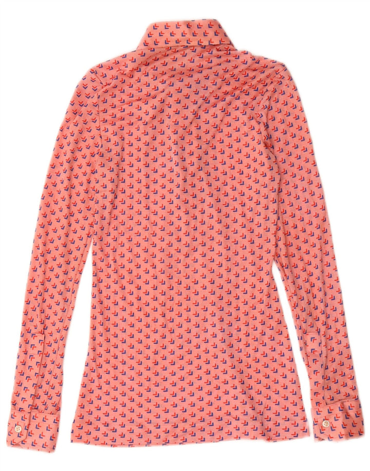 Vintage Womens Pullover Shirt Blouse UK 8 Small Pink Geometric