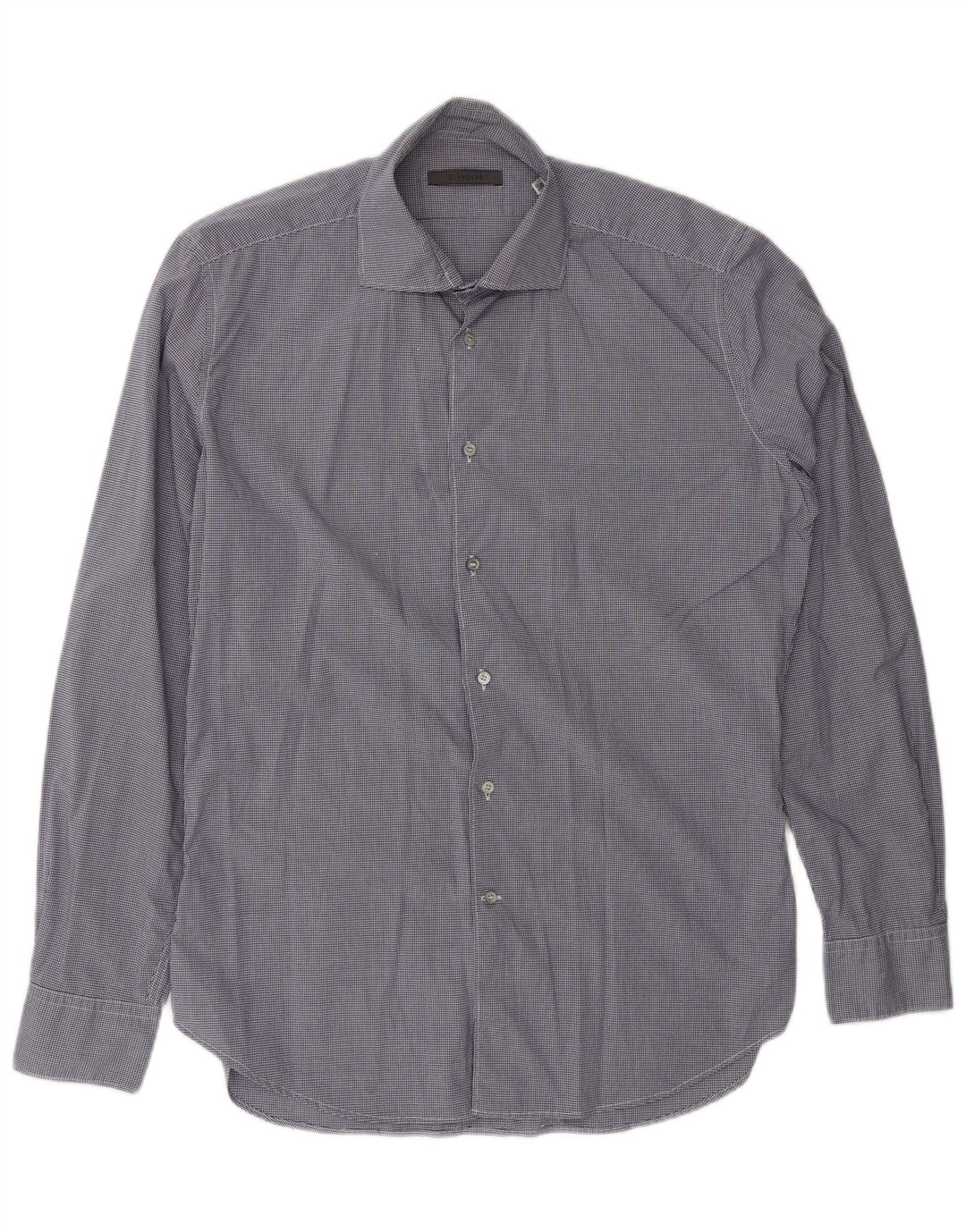 SIVIGLIA Mens Shirt Size 40 15 3/4 Medium Navy Blue Gingham
