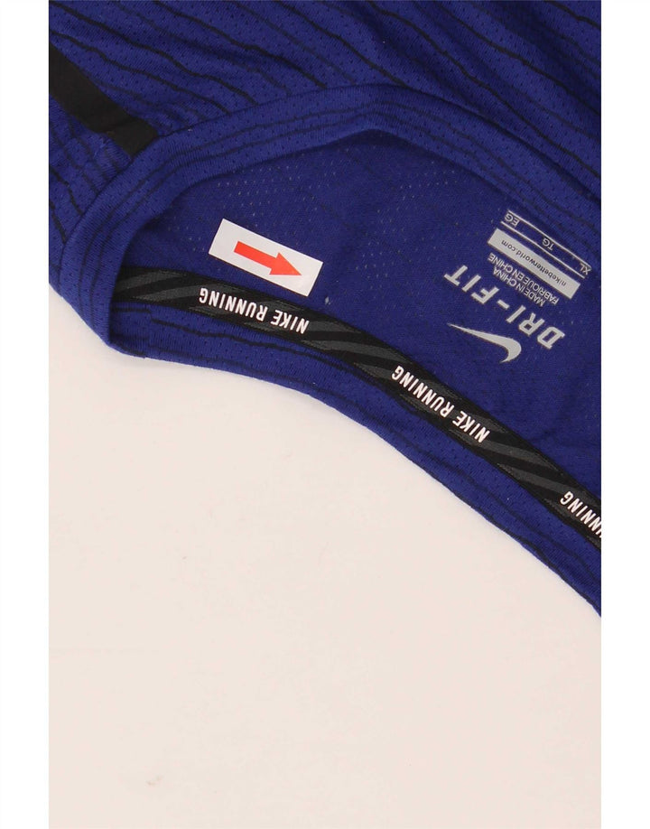 Nike Mens Dri Fit T-Shirt Top XL Navy Blue Striped Polyester