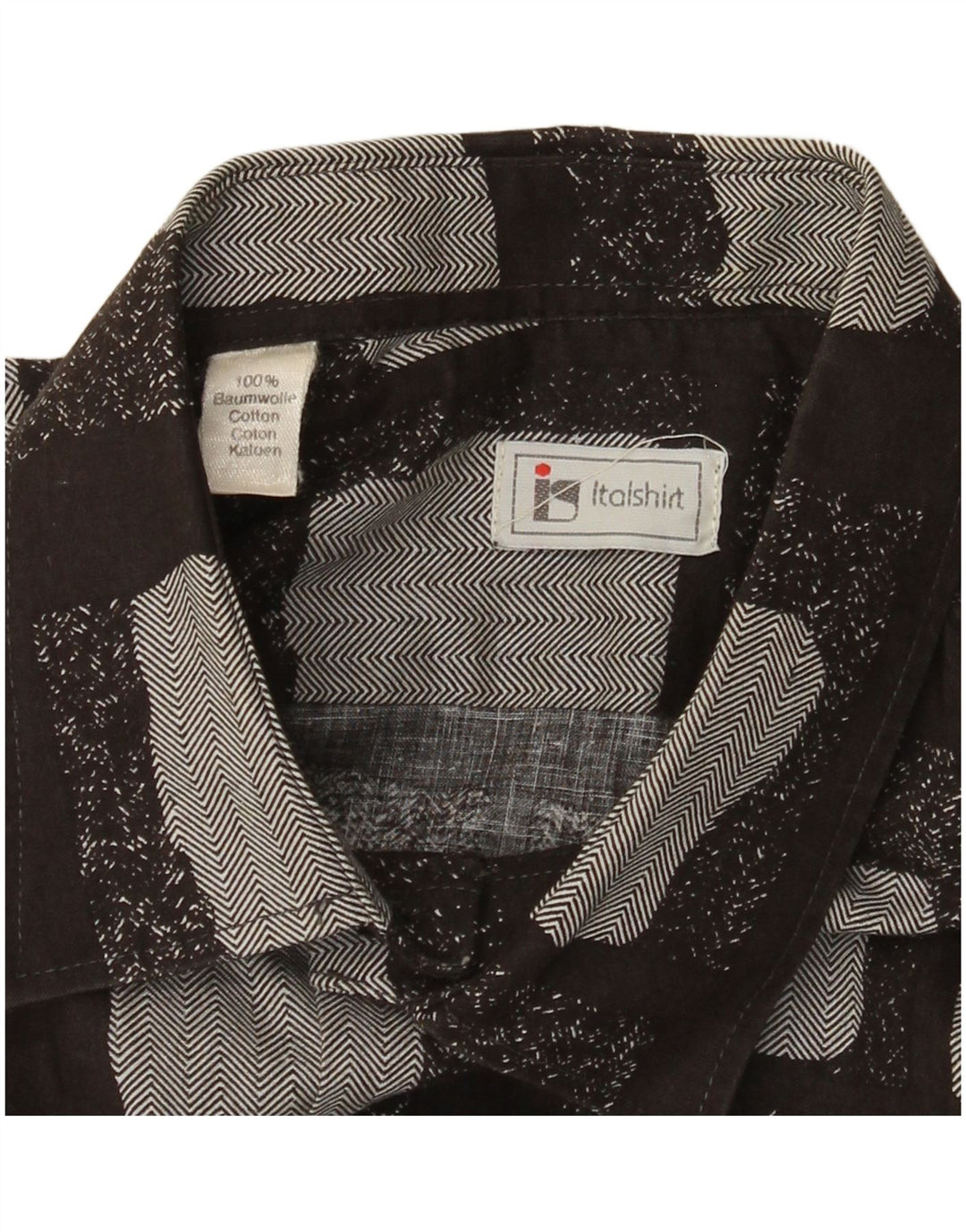 Vintage Mens Shirt Medium Black Geometric Cotton