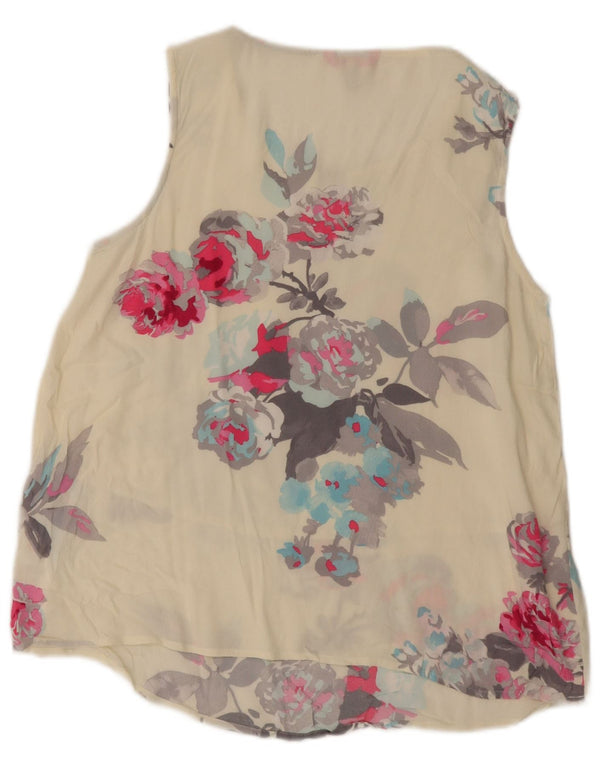 Joules Womens Sleeveless Blouse Top UK 12 Medium White Floral Viscose