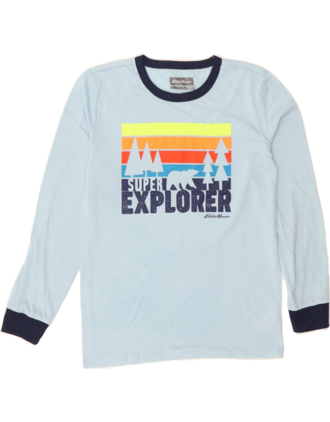 EDDIE BAUER Boys Graphic Top Long Sleeve 10-11 Years Medium  Blue Vintage Eddie Bauer and Second-Hand Eddie Bauer from Messina Hembry 