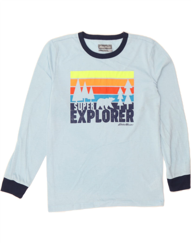 EDDIE BAUER Boys Graphic Top Long Sleeve 10-11 Years Medium  Blue Vintage Eddie Bauer and Second-Hand Eddie Bauer from Messina Hembry 