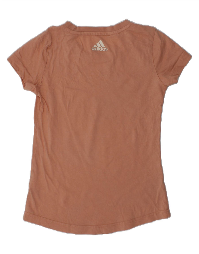 ADIDAS Girls Graphic T-Shirt Top 9-10 Years Brown Cotton | Vintage Adidas | Thrift | Second-Hand Adidas | Used Clothing | Messina Hembry 