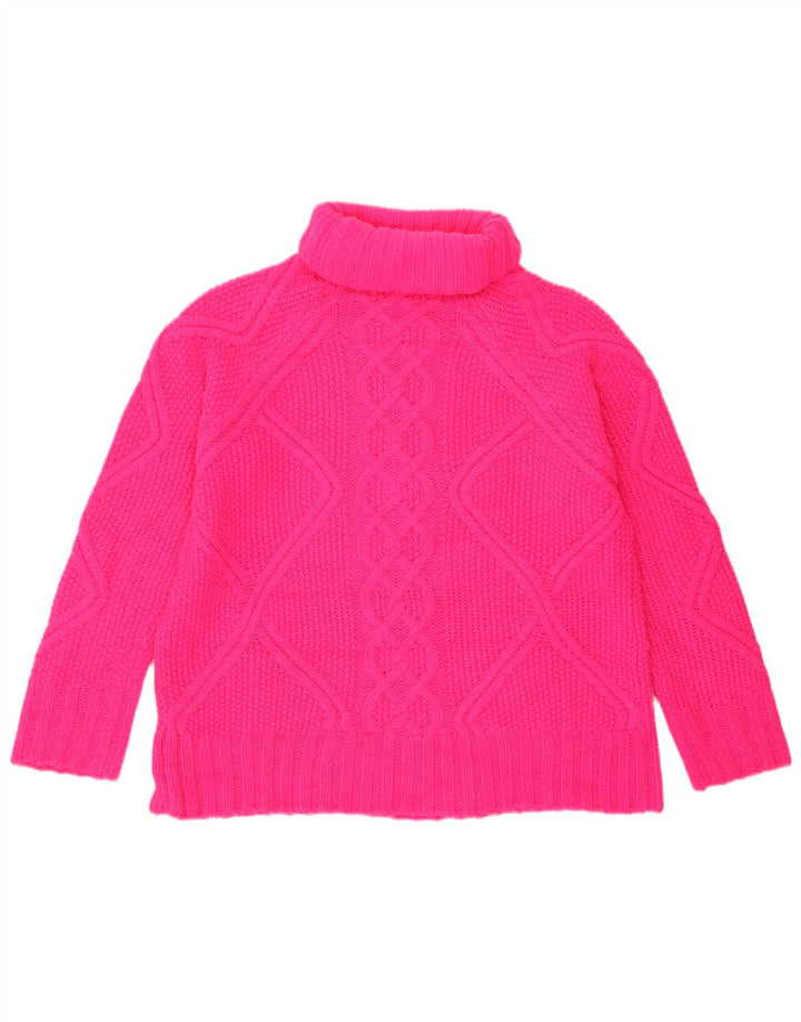 Oasis Womens Oversized Roll Neck Jumper Sweater UK 10 Small Pink Acrylic