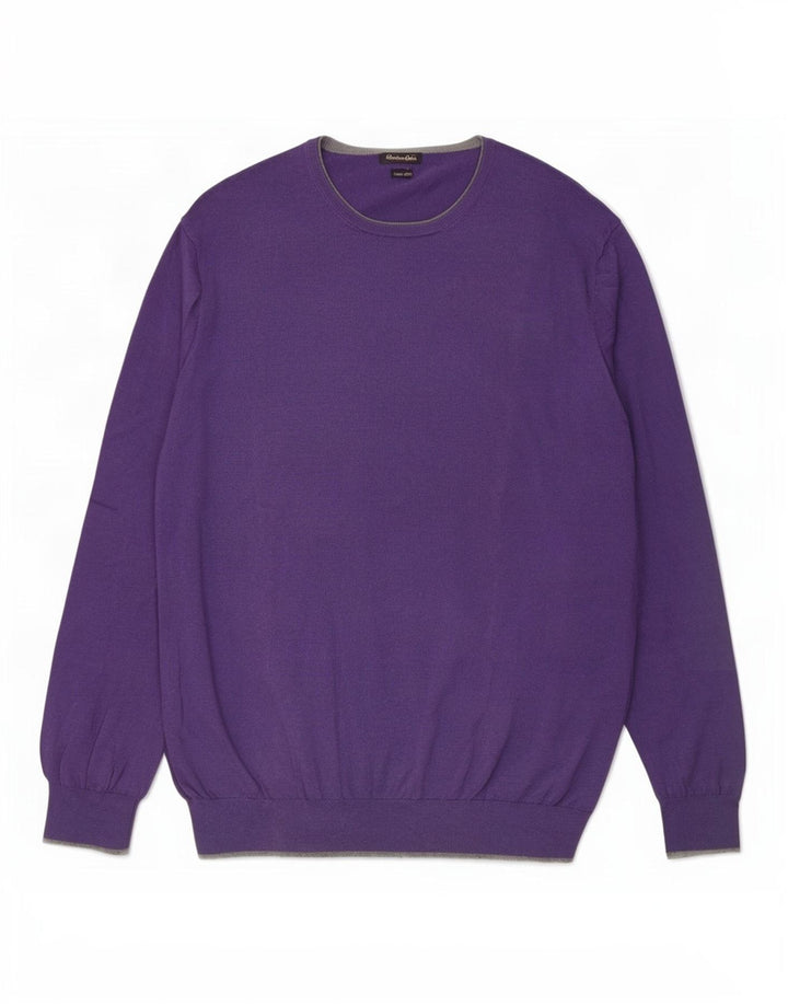 Massimo Dutti Mens Crew Neck Jumper Sweater XL Purple Cotton