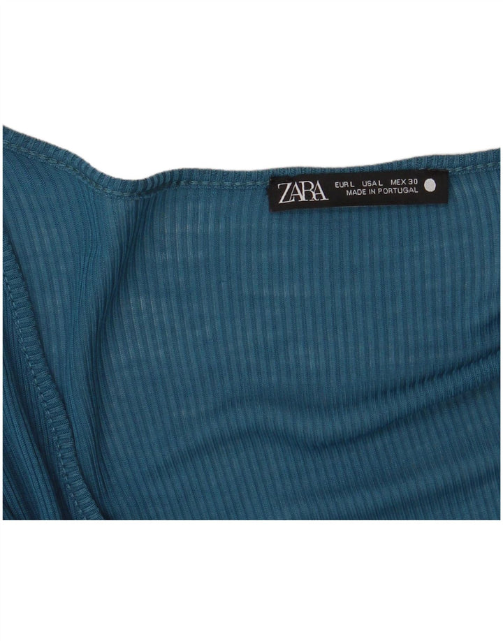 Zara Womens Top Long Sleeve UK 14 Large Blue