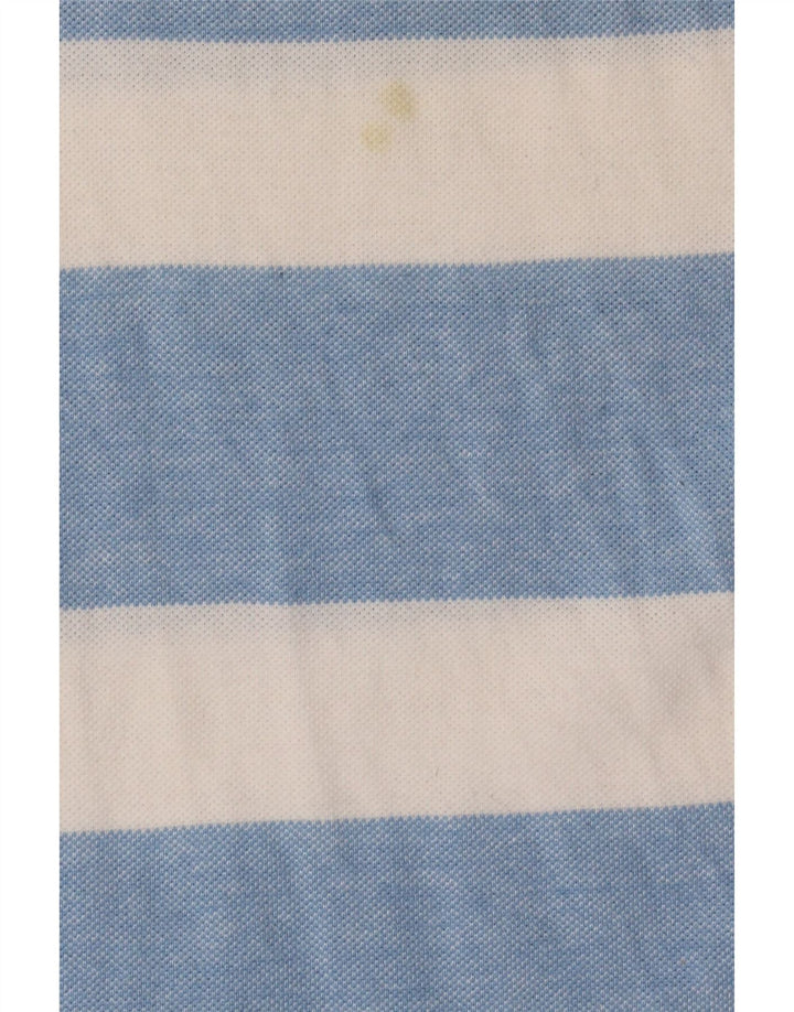 Crew Clothing Mens Polo Shirt Medium Blue Striped Cotton