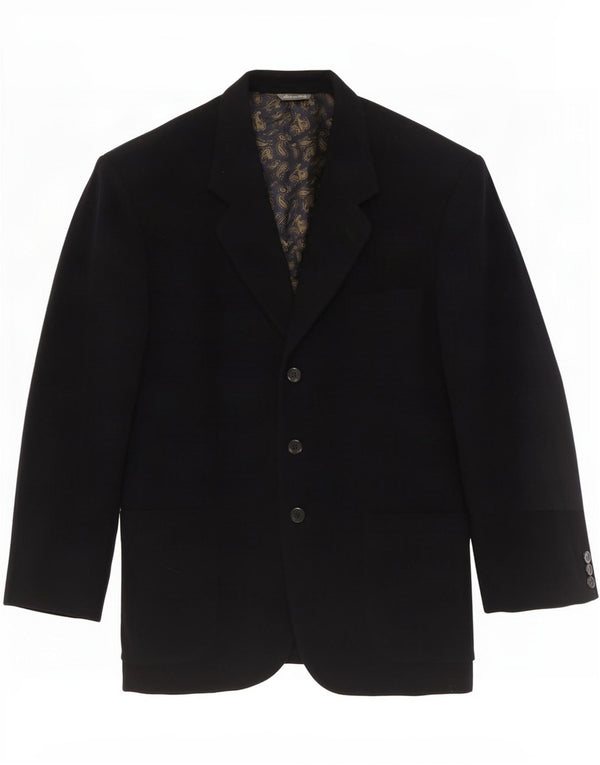 Byblos Mens 3 Button Blazer Jacket IT 48 Medium Navy Blue Wool