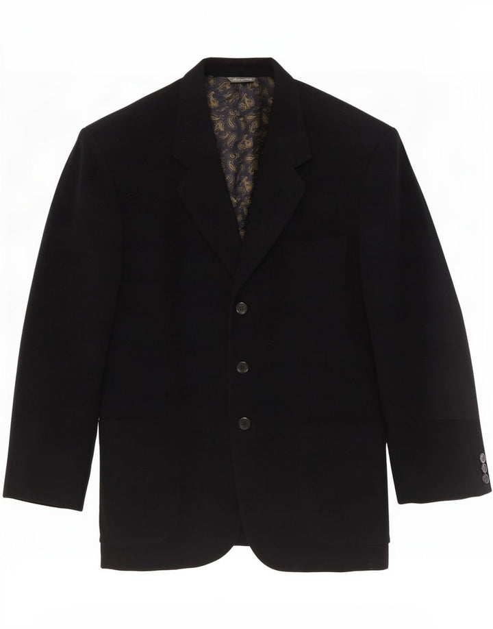 Byblos Mens 3 Button Blazer Jacket IT 48 Medium Navy Blue Wool