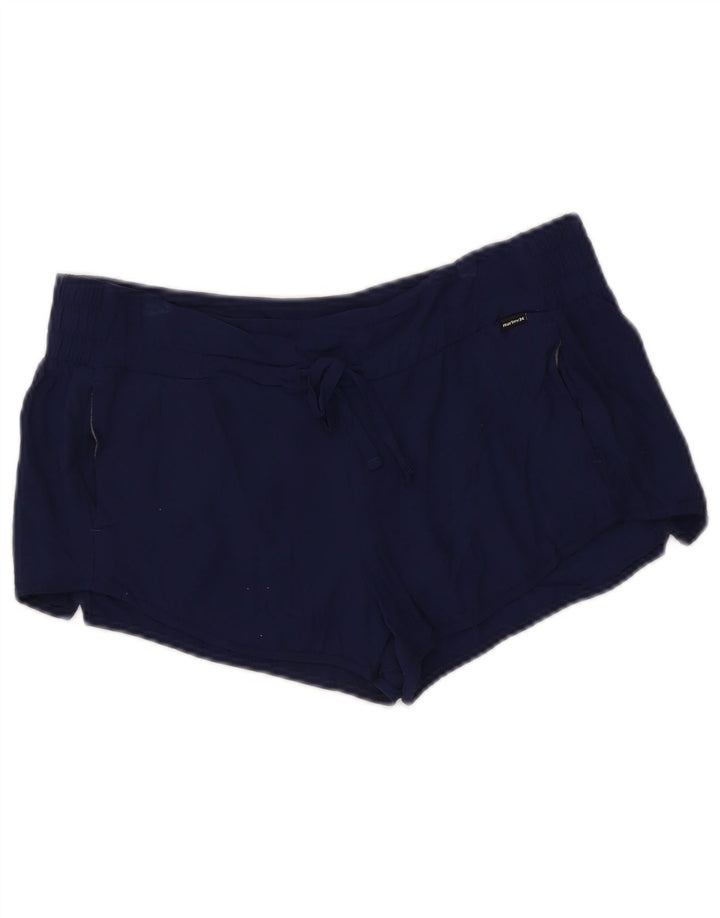 Hurley Womens Sport Shorts UK 14 Medium Navy Blue Rayon