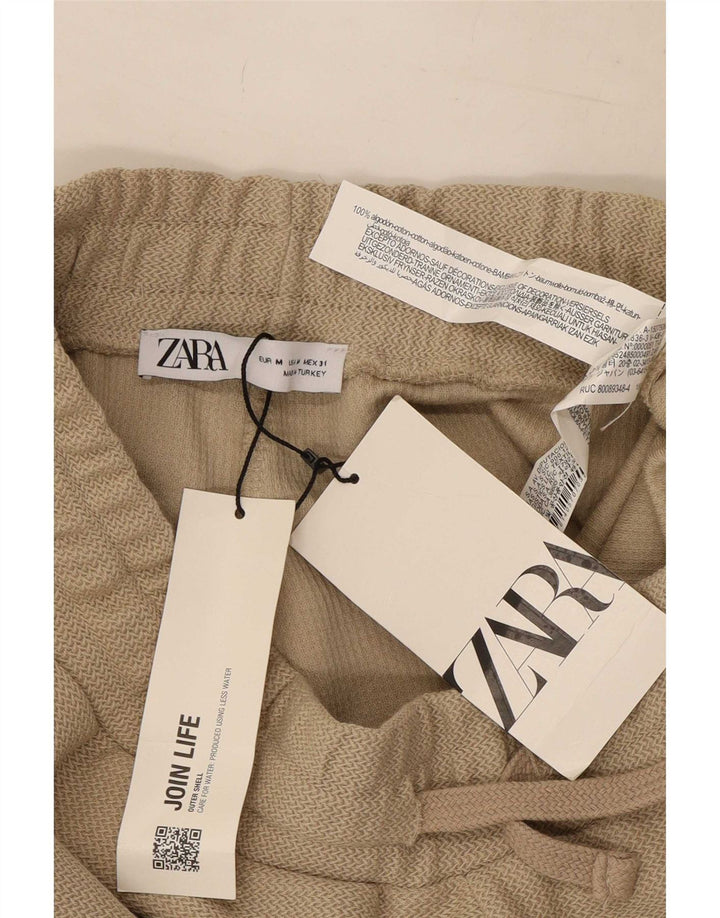 Zara Mens Chino Shorts Medium W31 Beige Cotton