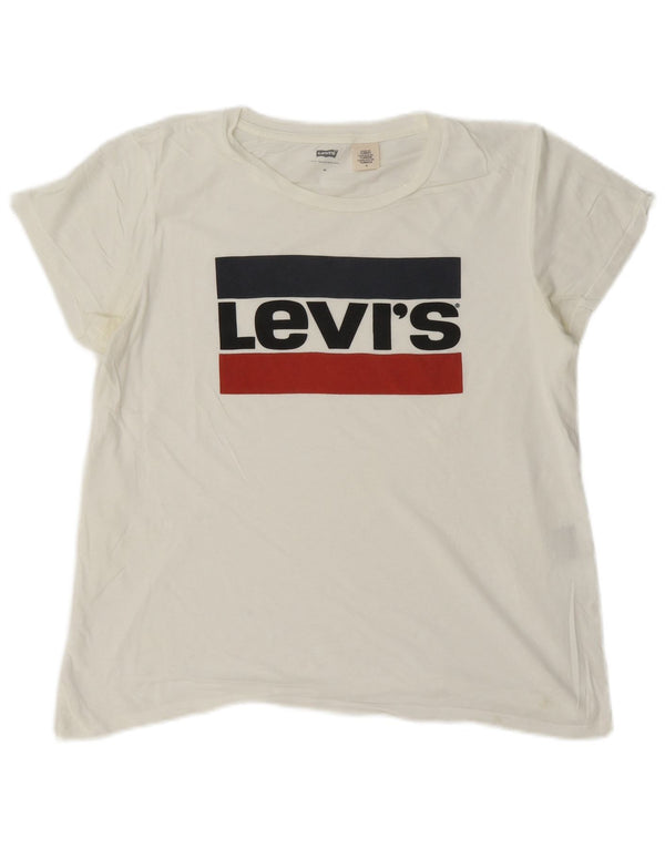 Levi's Womens Graphic T-Shirt Top UK 14 Medium White
