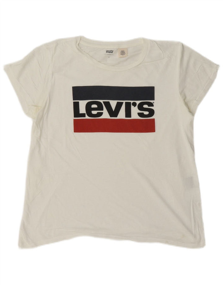 Levi's Womens Graphic T-Shirt Top UK 14 Medium White