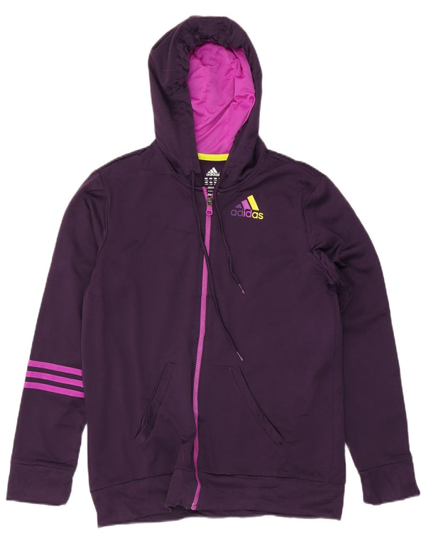 Adidas Womens Zip Hoodie Sweater UK 16/18 Large Purple Polyester