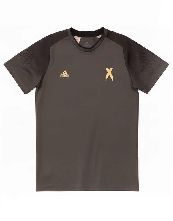 Adidas Boys T-Shirt Top 13-14 Years Grey Polyester