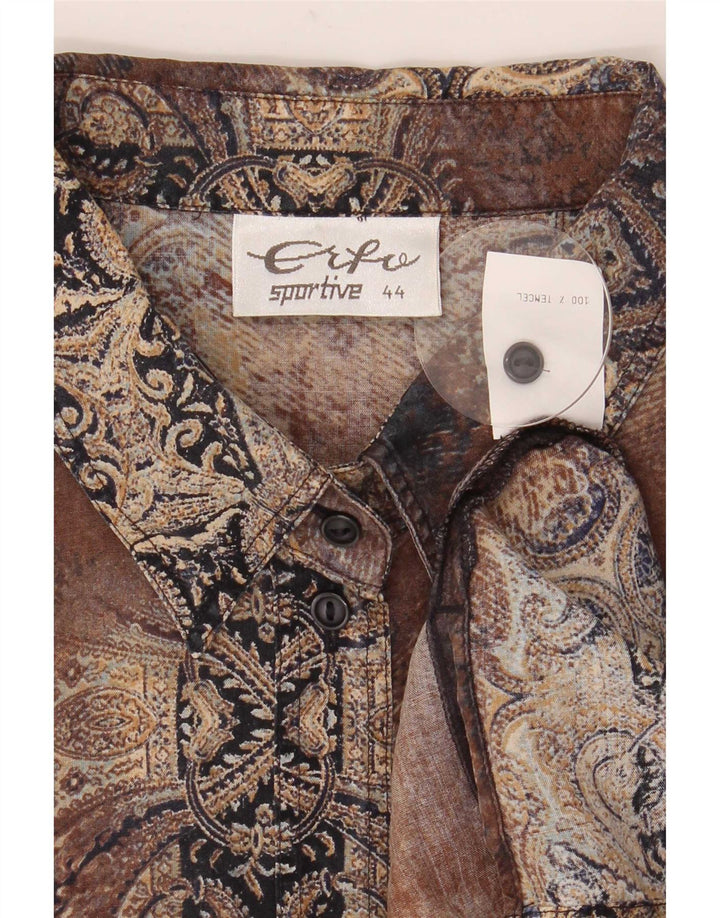 Vintage Womens Oversized Shirt IT 44 Medium Brown Paisley Tencel