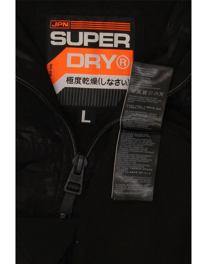Superdry Mens Hooded Pullover Rain Jacket UK 40 Large Black Polyester
