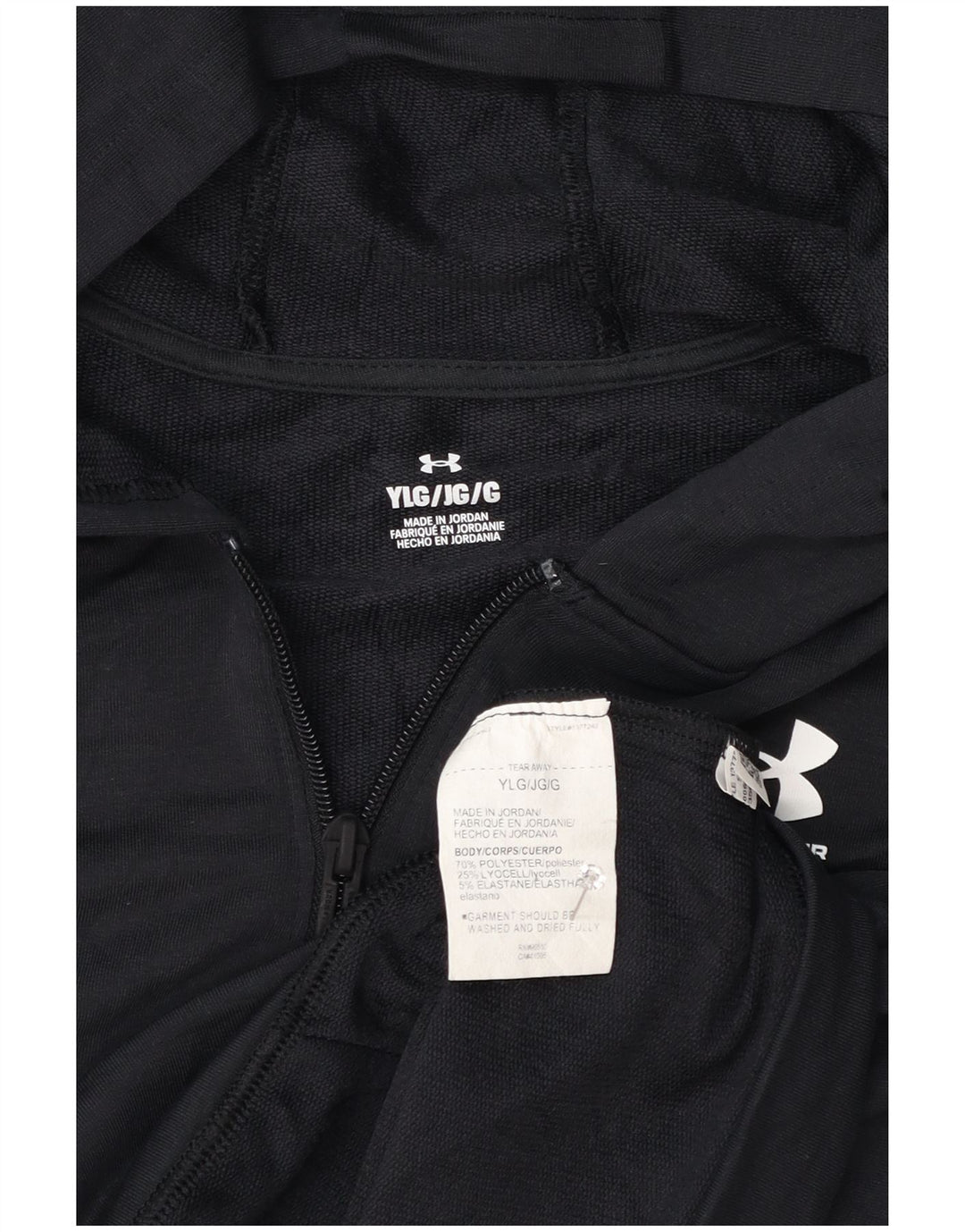 Under Armour Boys Zip Hoodie Sweater 11-12 Years Large Black Polyester