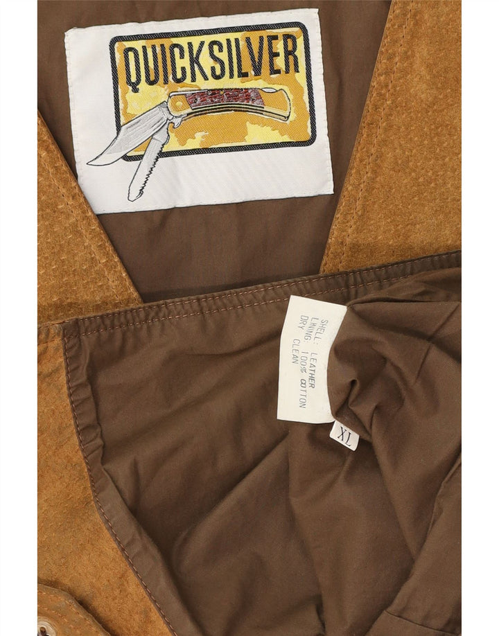 Quiksilver Mens Suede Waistcoat XL Brown Leather