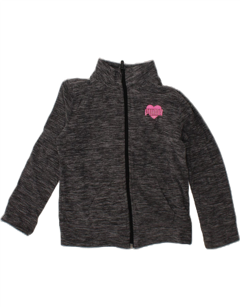 PUMA Girls Fleece Jacket 3-4 Years Grey Flecked Polyester Vintage Puma and Second-Hand Puma from Messina Hembry 