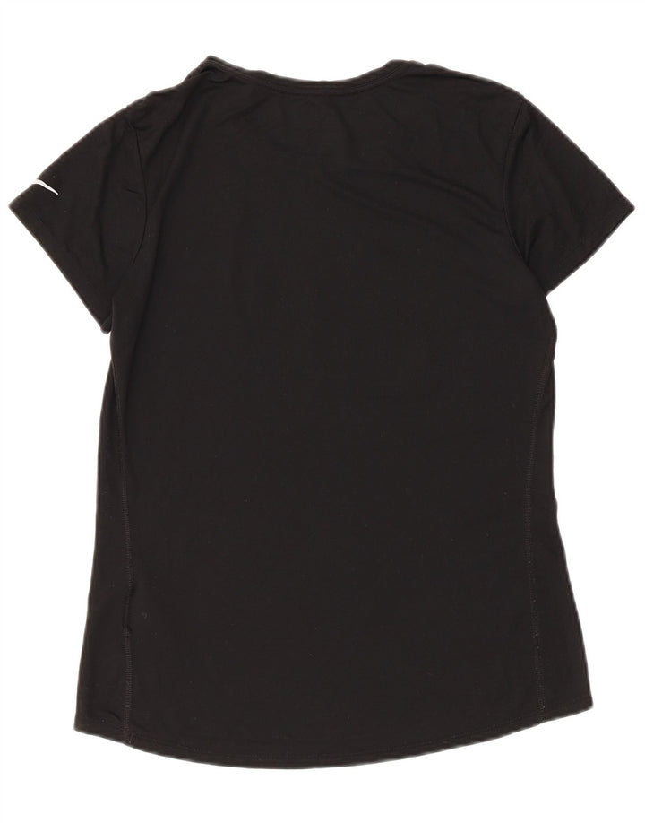 Nike Womens Dri Fit Graphic T-Shirt Top UK 12 Medium Black Polyester