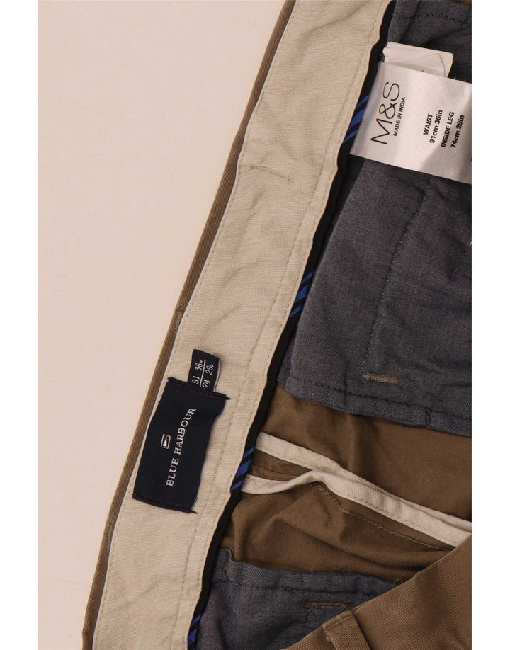 Marks & Spencer Mens Blue Harbour Pegged Chino Trousers W36 L27 Beige