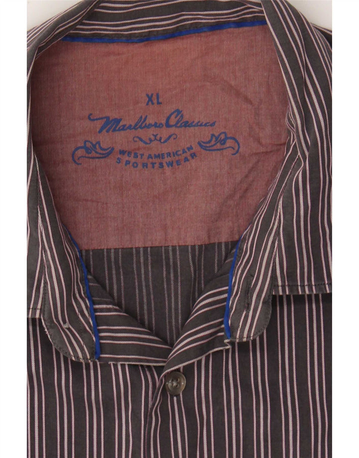Marlboro Classics Mens Shirt XL Grey Striped