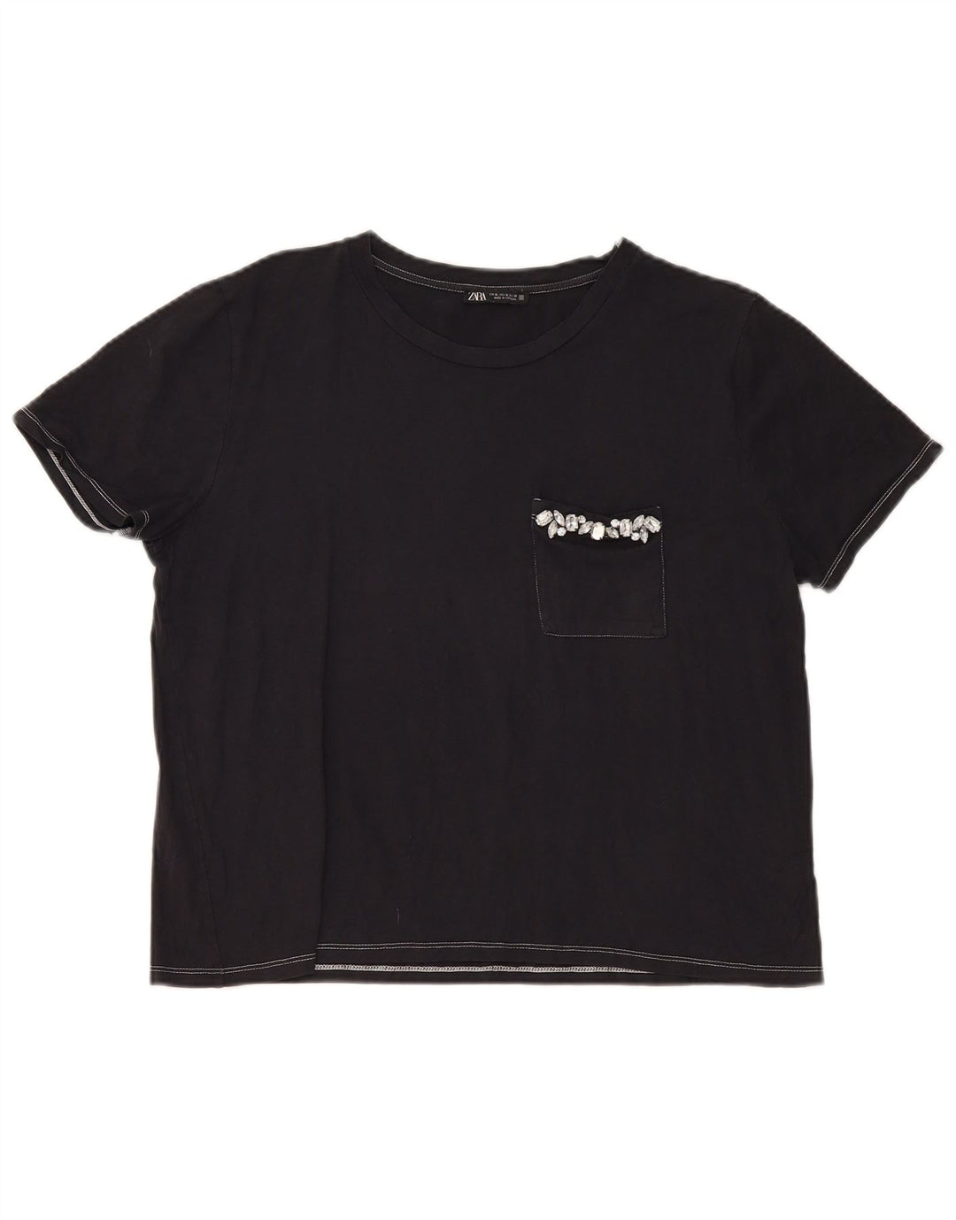 Zara Womens T-Shirt Top UK 18 XL Black