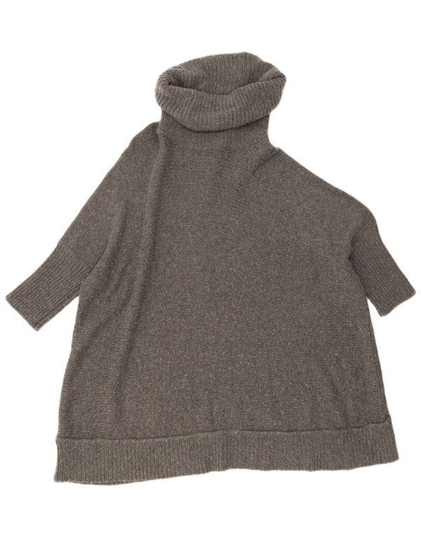 Jaeger Womens Roll Neck Oversized Roll Neck Jumper Sweater UK 10 Small Grey