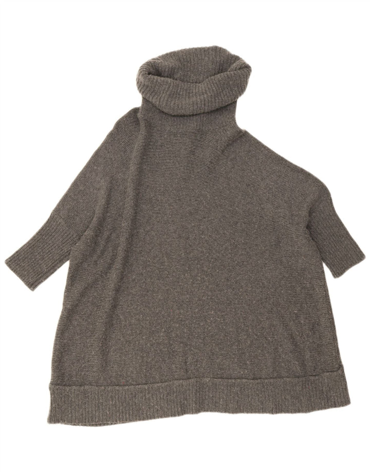 Jaeger Womens Roll Neck Oversized Roll Neck Jumper Sweater UK 10 Small Grey