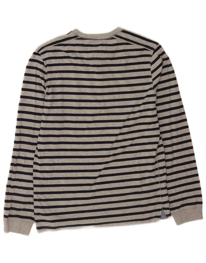 White Stuff Mens Top Long Sleeve Medium Grey Striped Polyester