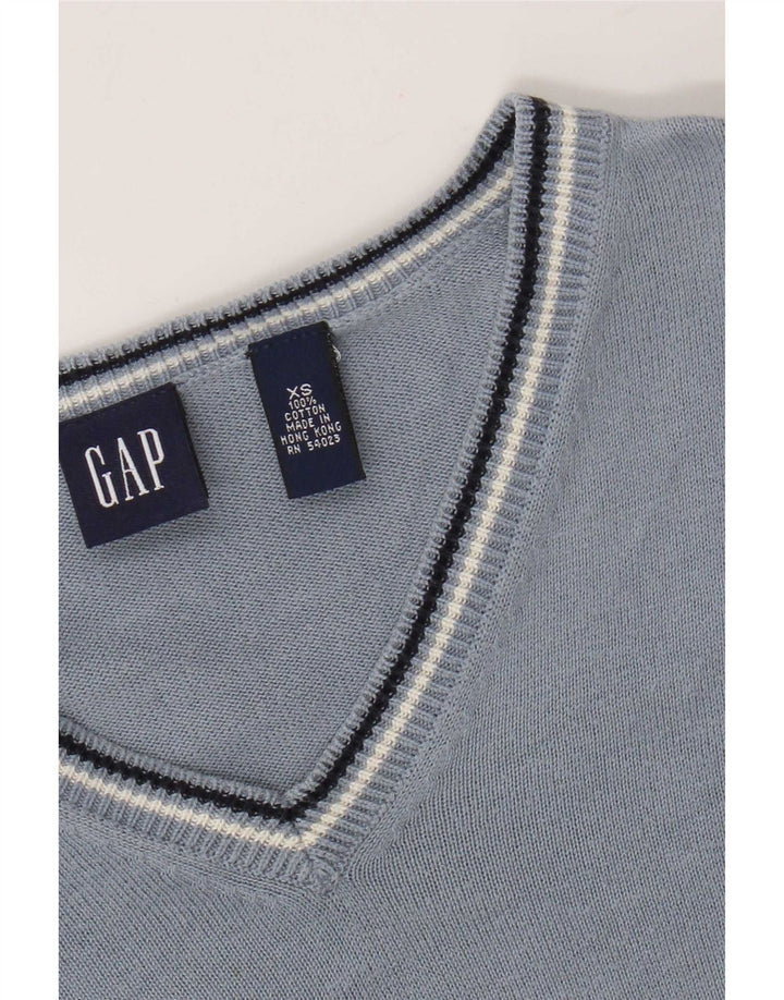 Gap Mens V-Neck Jumper Sweater XS Blue Cotton