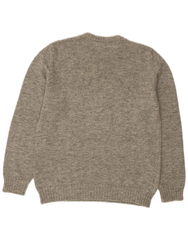 Vintage Mens Crew Neck Jumper Sweater Medium Grey Flecked