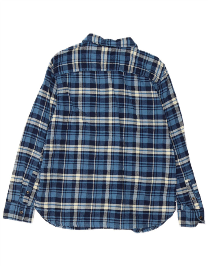 CHAPS Womens Flannel Pullover Shirt UK 14 Medium Blue Check Cotton