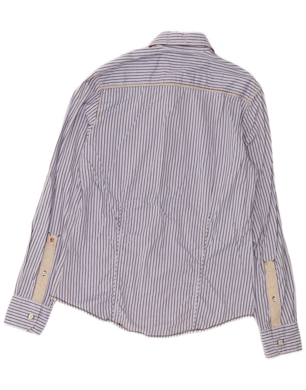 Napapijri Mens Graphic Shirt Small Blue Pinstripe Cotton