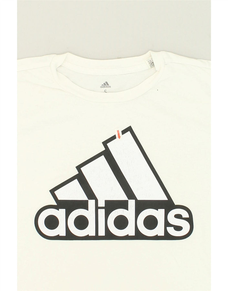 ADIDAS Womens Graphic T-Shirt Top UK  8/10 Small White Cotton | Vintage Adidas | Thrift | Second-Hand Adidas | Used Clothing | Messina Hembry 