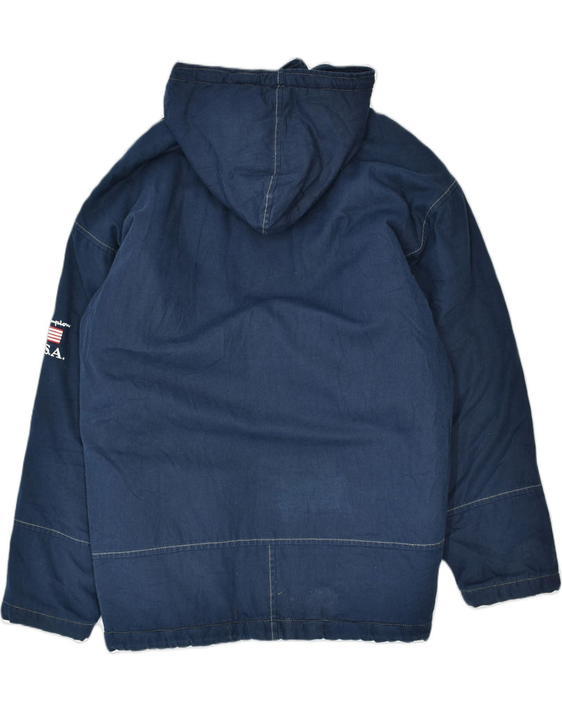 CHAMPION Mens Oversized Hooded Windbreaker Jacket UK 40 Large Navy Blue | Vintage | Thrift | Second-Hand | Used Clothing | Messina Hembry 