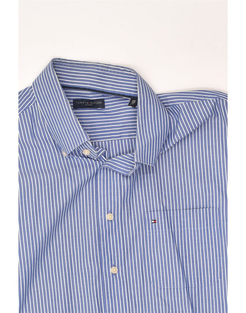 TOMMY HILFIGER Mens Tailored Fit Shirt Size 43 17 XL Blue Pinstripe Cotton | Vintage Tommy Hilfiger | Thrift | Second-Hand Tommy Hilfiger | Used Clothing | Messina Hembry 