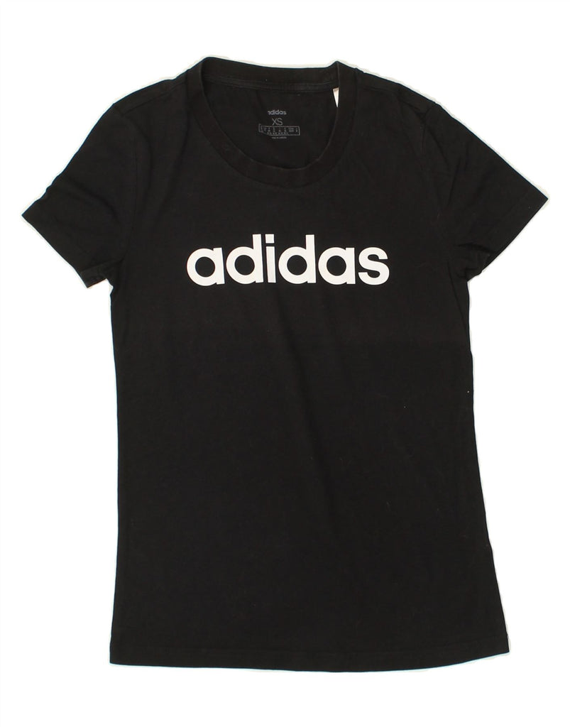 ADIDAS Womens Graphic T-Shirt Top UK 4 XS Black Cotton | Vintage Adidas | Thrift | Second-Hand Adidas | Used Clothing | Messina Hembry 