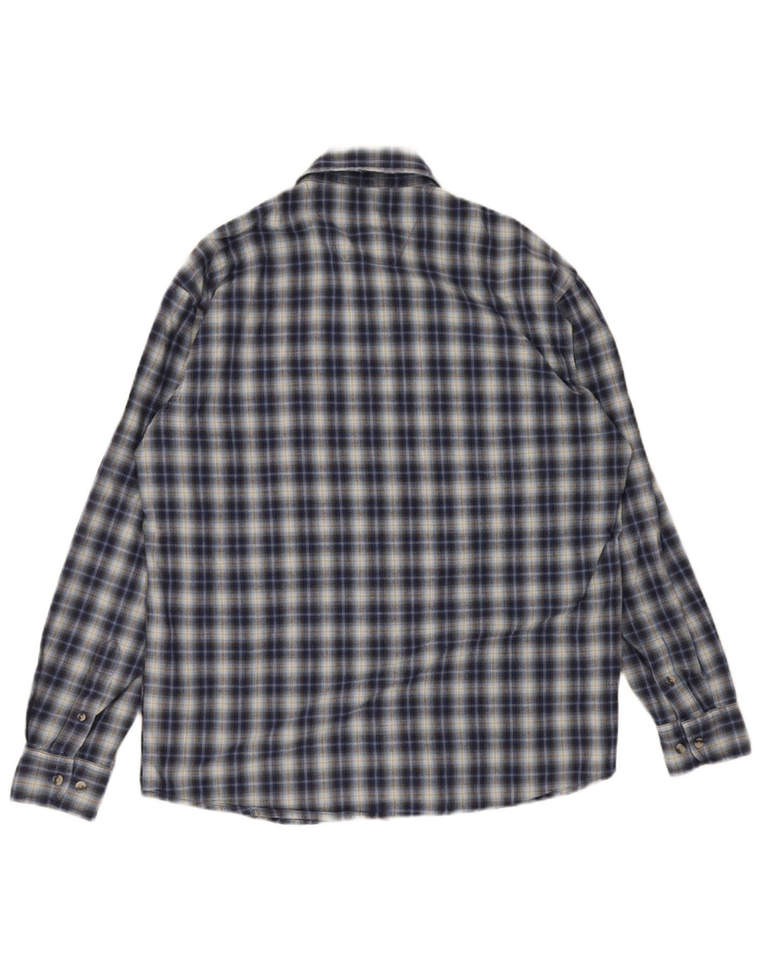Wrangler Mens Shirt Medium Navy Blue Check Cotton