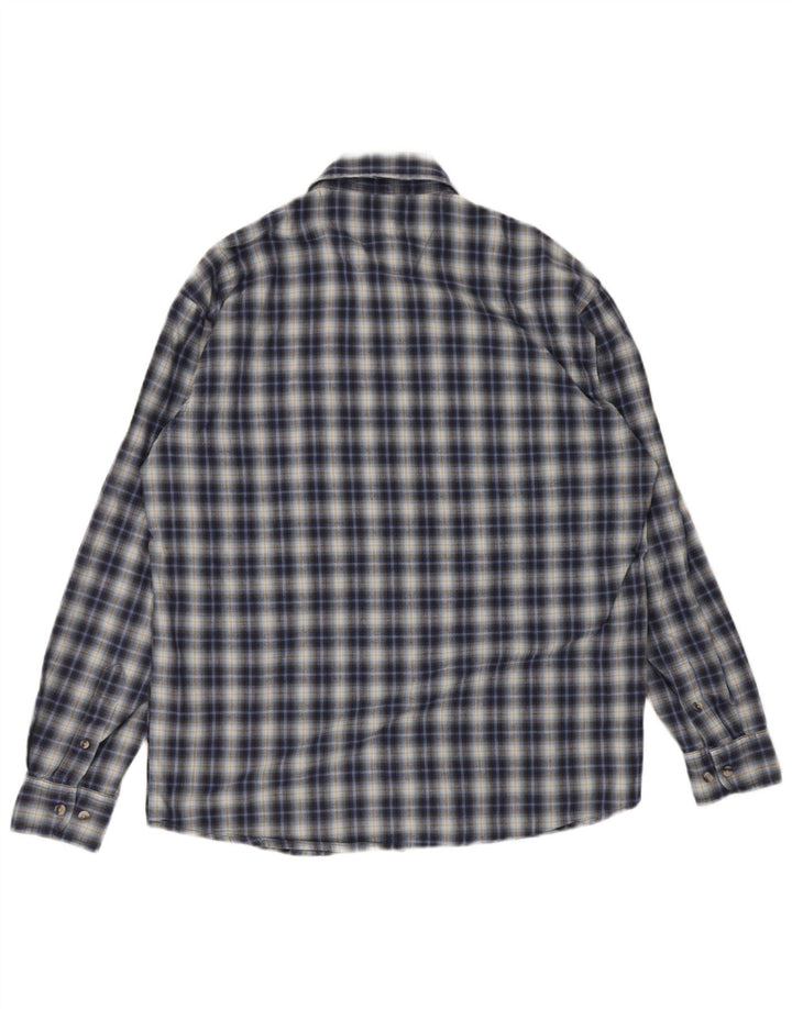 Wrangler Mens Shirt Medium Navy Blue Check Cotton