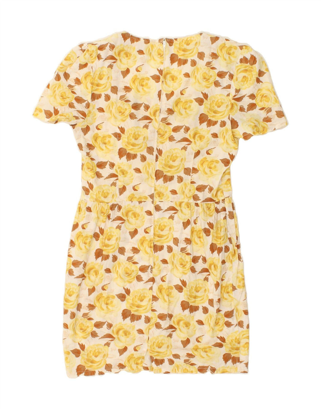 BENETTON Womens Sheath Dress IT 44 Medium Yellow Floral Cotton Vintage Benetton and Second-Hand Benetton from Messina Hembry 